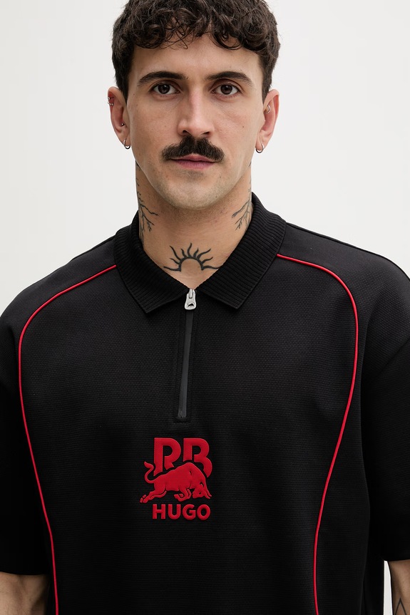 HUGO polo męskie Duero_RB czarny 50559702
