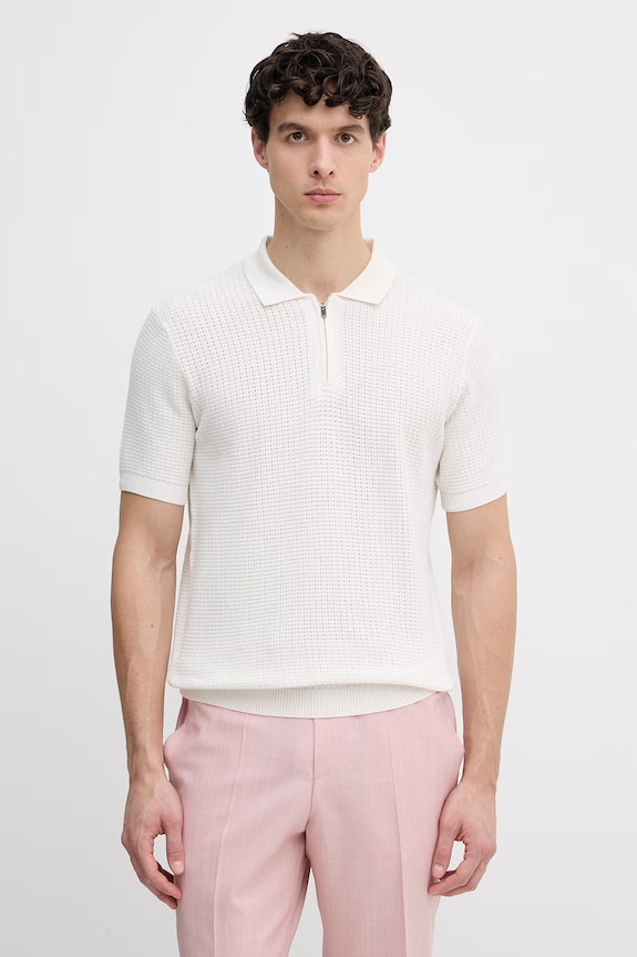Joop! úpletové polo tričko pánske bavlnené béžová 30101508
