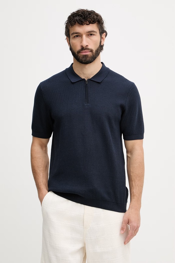 Joop! polo tricotat pentru bărbați, din bumbac bleumarin 30101508