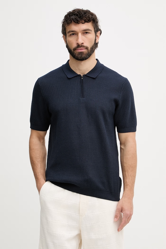 Joop! polo tricotat pentru bărbați, din bumbac bleumarin 30101508