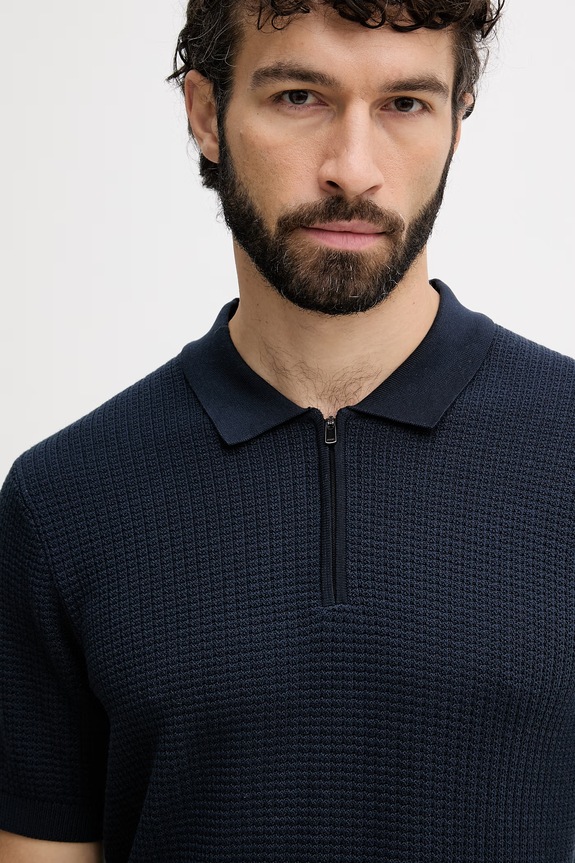 Joop! polo tricotat pentru bărbați, din bumbac bleumarin 30101508