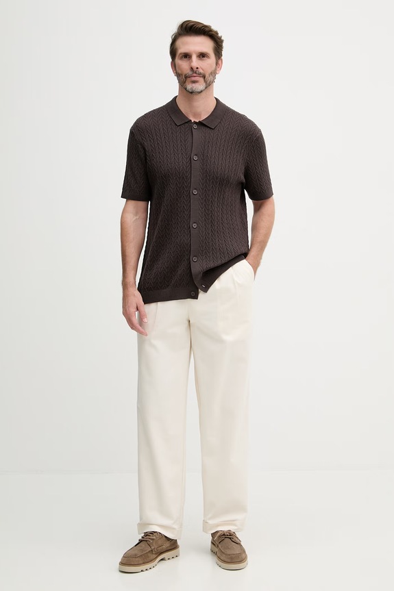 Joop! koszula męska bawełniana 30101510 brązowy SS26