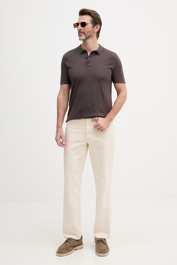 Joop! polo męskie bawełniane 30101532 brązowy SS26