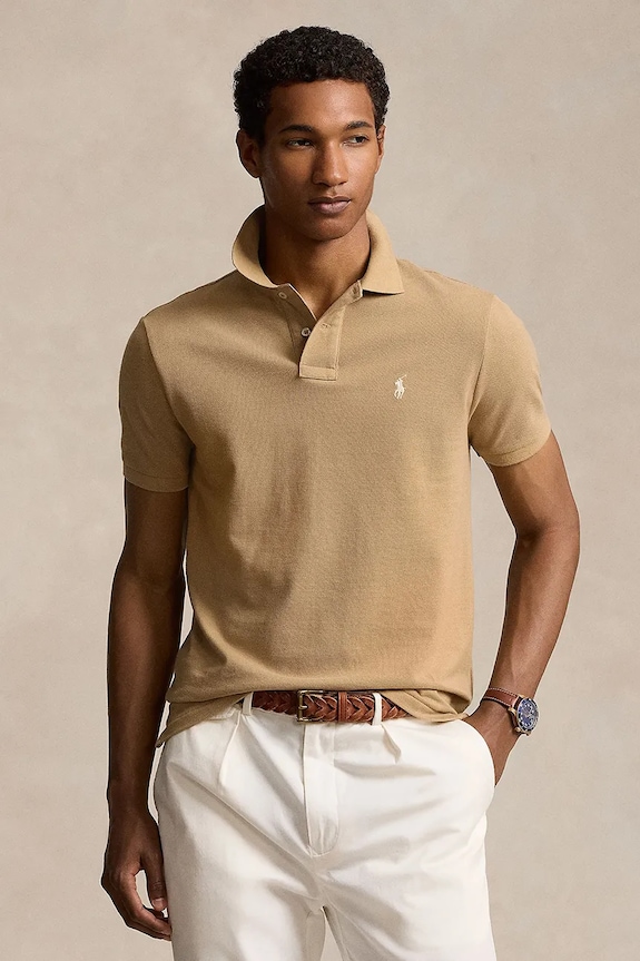 Polo Ralph Lauren polo bawełniane SS KC CLASSIC gładkie beżowy 710534735379