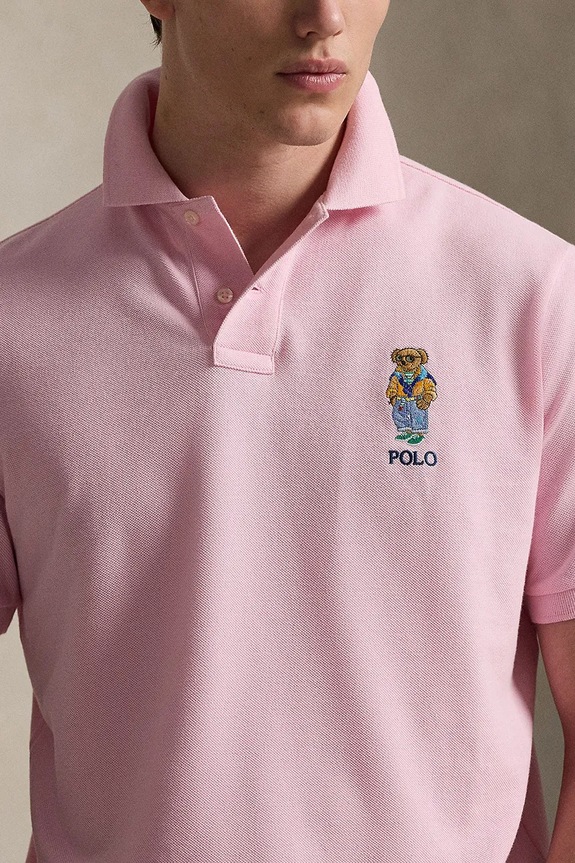 Polo Ralph Lauren MESH-KNT-POLO polo in cotone da uomo rosa 710B16617002