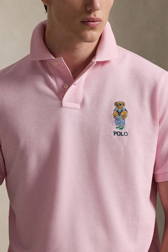 Polo Ralph Lauren MESH-KNT-POLO polo in cotone da uomo rosa 710B16617002
