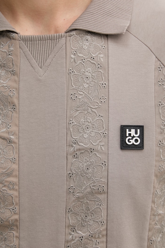 HUGO polo męskie bawełniane Dromos 50556604 beżowy