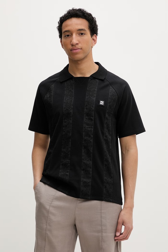 HUGO póló férfi pamut Dromos fekete 50556604