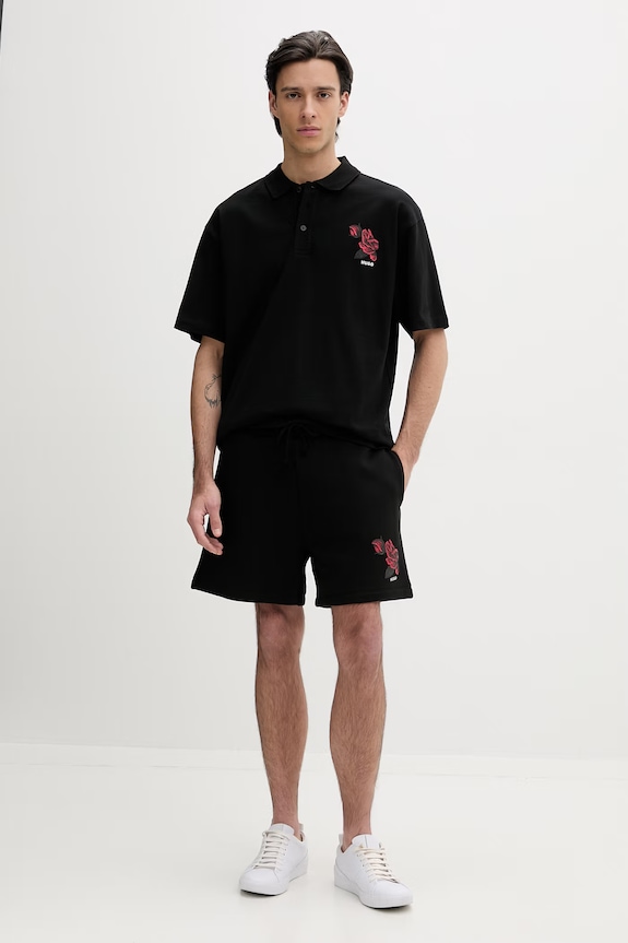Bavlněné polo tričko HUGO Dardigo 50556857 černá SS26