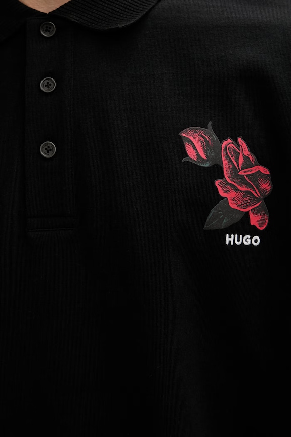 Bavlněné polo tričko HUGO Dardigo 50556857 černá