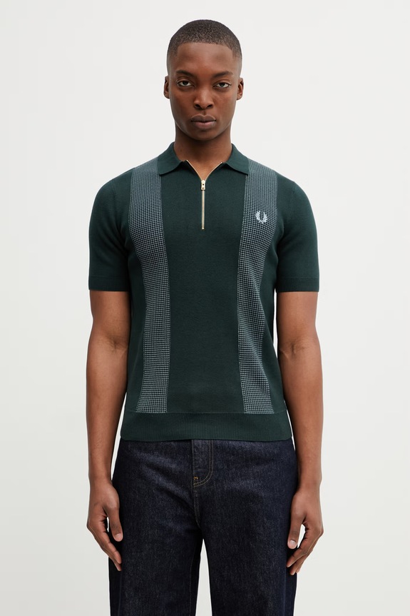 Fred Perry tricou polo slim verde K2310