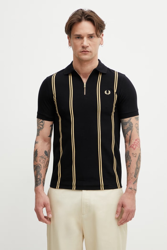 Fred Perry póló férfi pamut fekete M2419