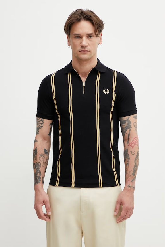 Fred Perry póló férfi pamut fekete M2419