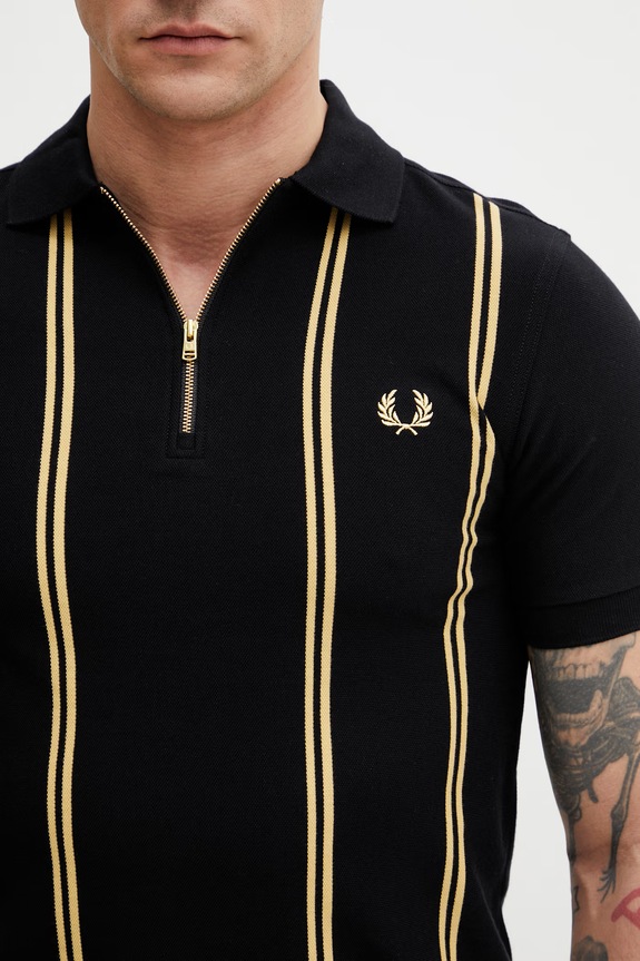 Fred Perry póló férfi pamut fekete M2419