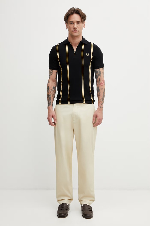 Fred Perry поло из хлопка для мужчин M2419 чёрный