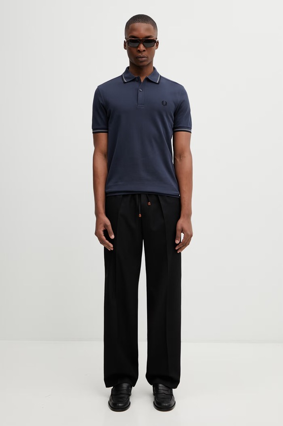 Βαμβακερό μπλουζάκι πόλο Fred Perry M3600.01B σκούρο μπλε