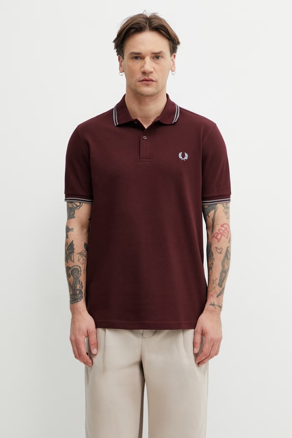 Fred Perry férfi pamut Póló burgundia M3600.08B