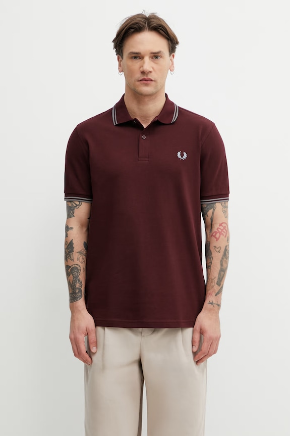Fred Perry polo od pamuka za muškarce bordo M3600.08B
