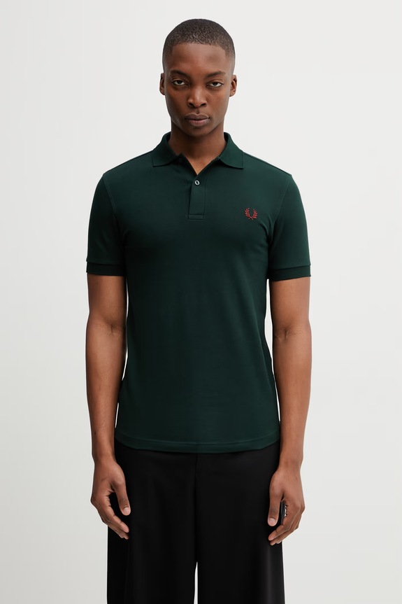 Bavlnené polo tričko Fred Perry jednofarebný zelená M6000.15B