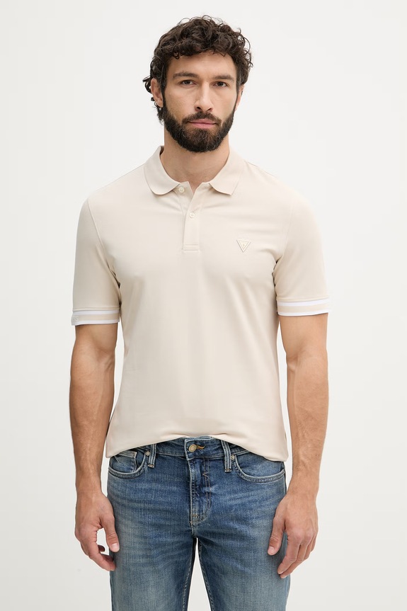 Guess polo męskie bawełniane z elastanem LYLE beżowy M6GP60.K3076