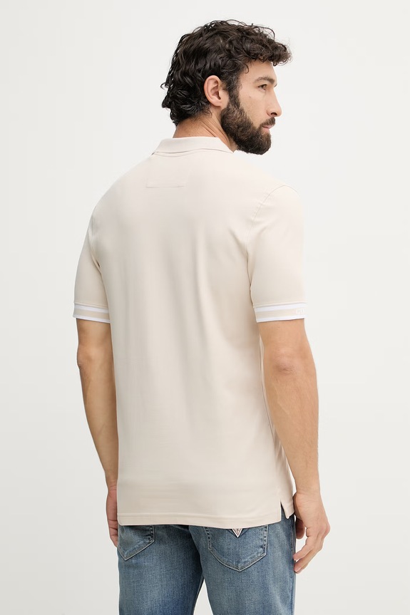 Odzież Guess polo męskie bawełniane z elastanem LYLE M6GP60.K3076 beżowy