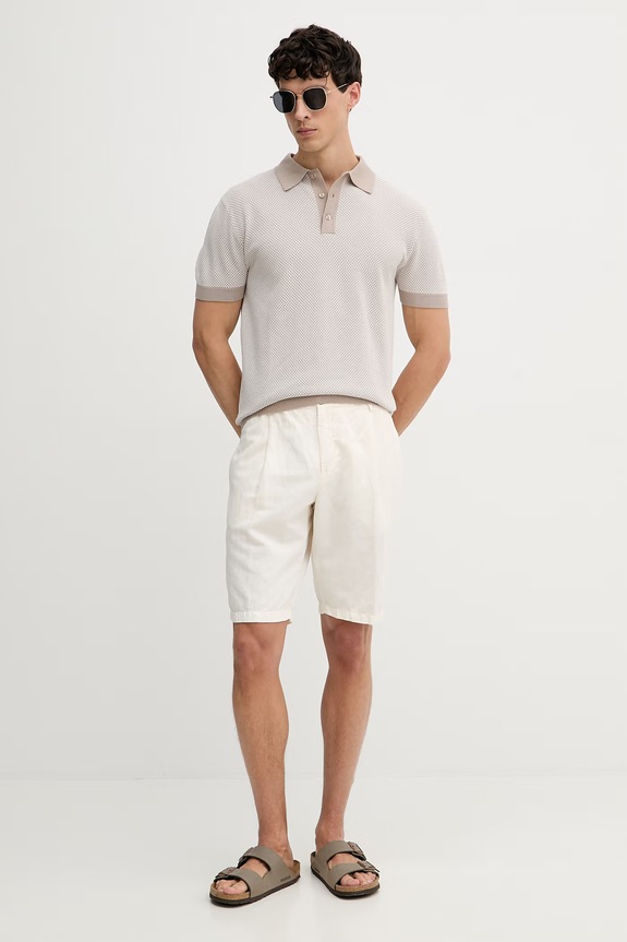 Guess polo tričko pánske bavlnené LAKE M6GR01.Z0554 béžová SS26