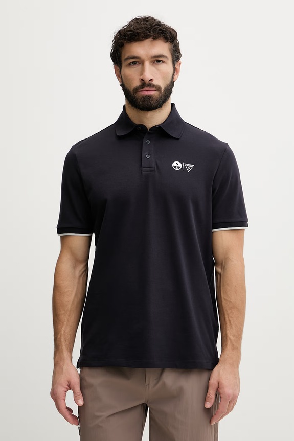 Guess tričko pánske bavlnené s elastanom x North Sails tmavomodrá M6GP47.K3323