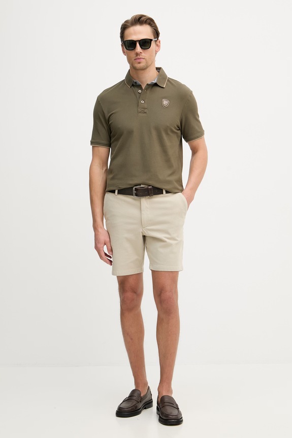 Blauer polo męskie bawełniane DAMON BLUT02288 zielony SS26