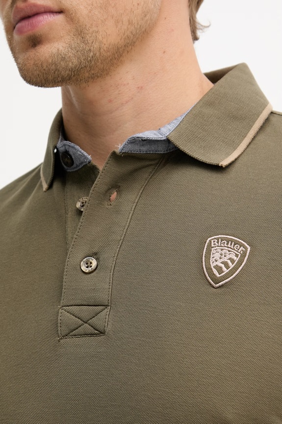 Blauer polo męskie bawełniane DAMON BLUT02288 zielony