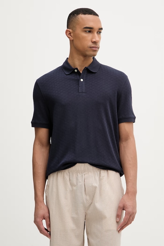 Guess polo pentru bărbați, cu lyocell bleumarin M6GP15.K3083