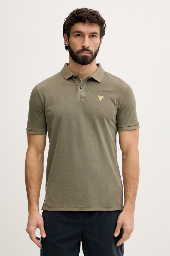 Guess polo tričko pánske bavlnené zelená F6GP03.K9WF1