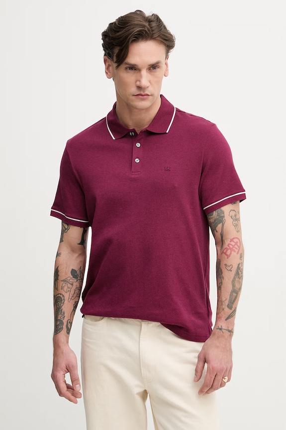 Michael Kors polo bărbați din bumbac burgundia CR652SX20B