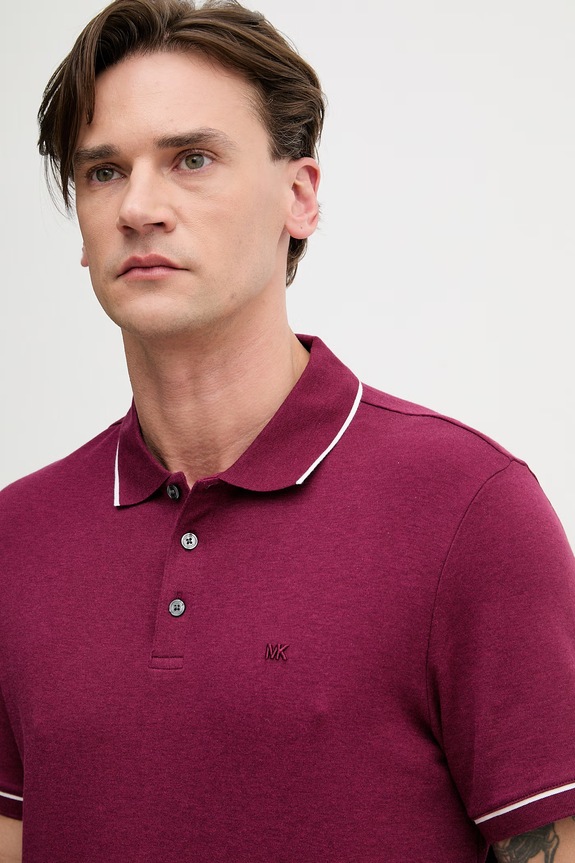 Michael Kors polo bărbați din bumbac burgundia CR652SX20B