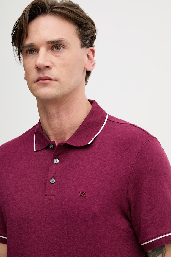 Michael Kors polo bărbați din bumbac burgundia CR652SX20B