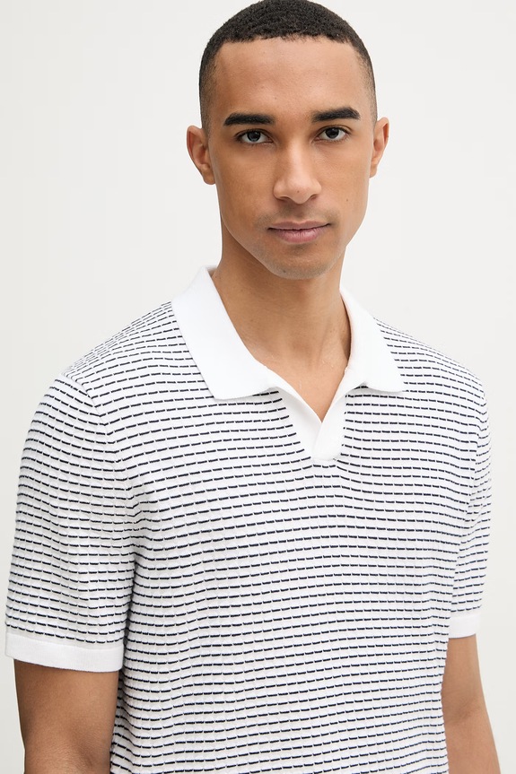 Michael Kors polo maglione da uomo in cotone bianco CS660K8469