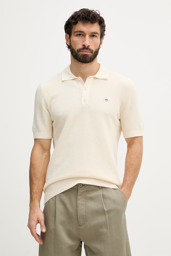 Gant polo tričko pánske bavlnené béžová 8030294