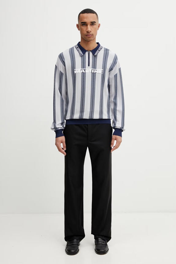 Martine Rose Logo men's polo shirt with viscose 958YA12507 blue
