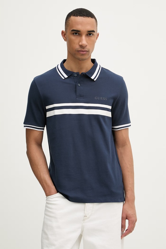 Guess polo męskie bawełniane SPIROS granatowy Z6GP04.K3207