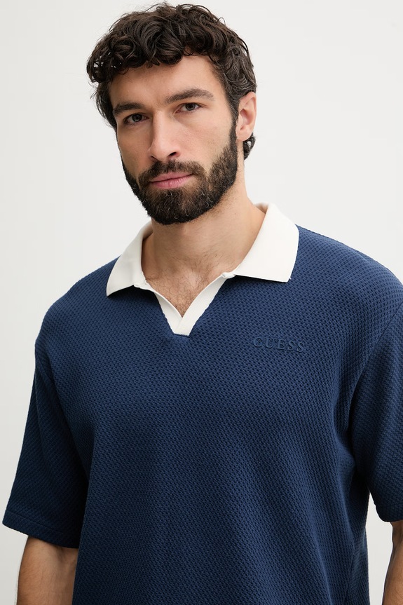Guess polo bărbați din bumbac JHONNY bleumarin Z6GP05.K3208