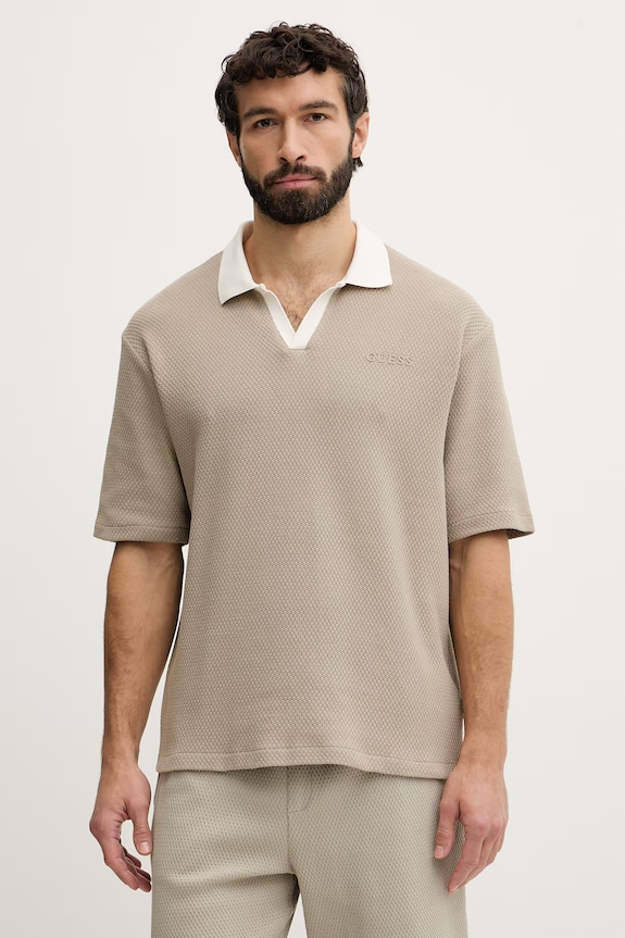 Guess polo tričko pánske bavlnené JHONNY béžová Z6GP05.K3208