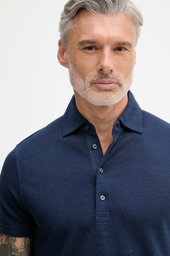 Tommy Hilfiger úpletové polo tričko pánske s ľanom NEW YORK tmavomodrá MW0MW42679