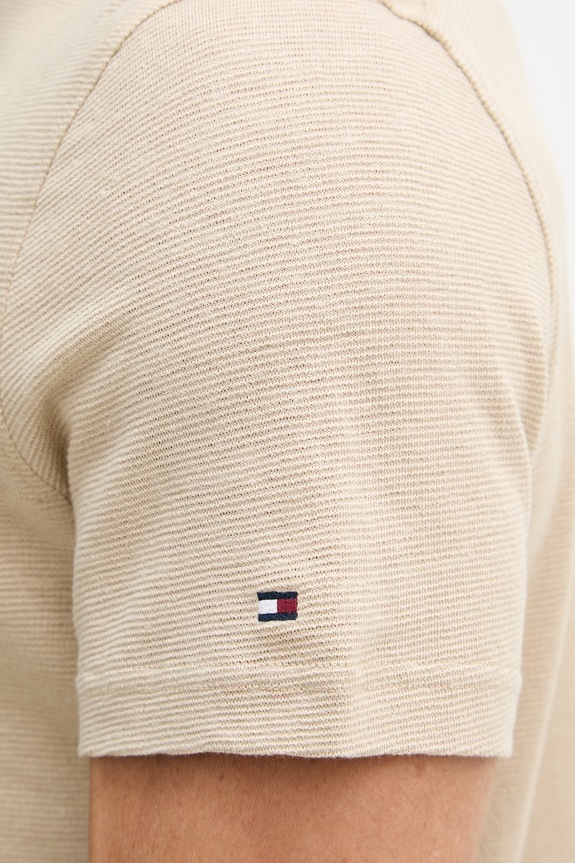 Tommy Hilfiger úpletové polo tričko pánske s ľanom NEW YORK MW0MW42679 béžová