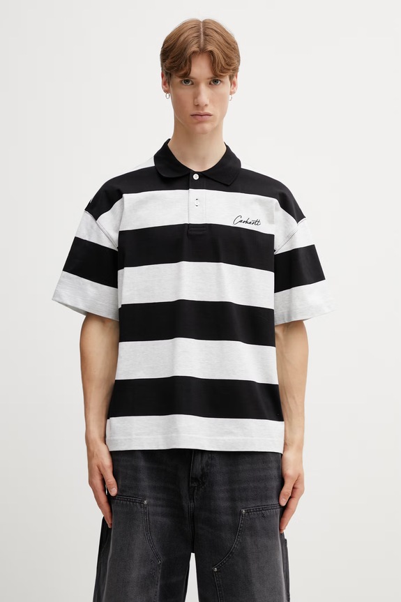 Carhartt WIP S/S Delray Polo din bumbac bărbătesc negru I036187.3LDXX
