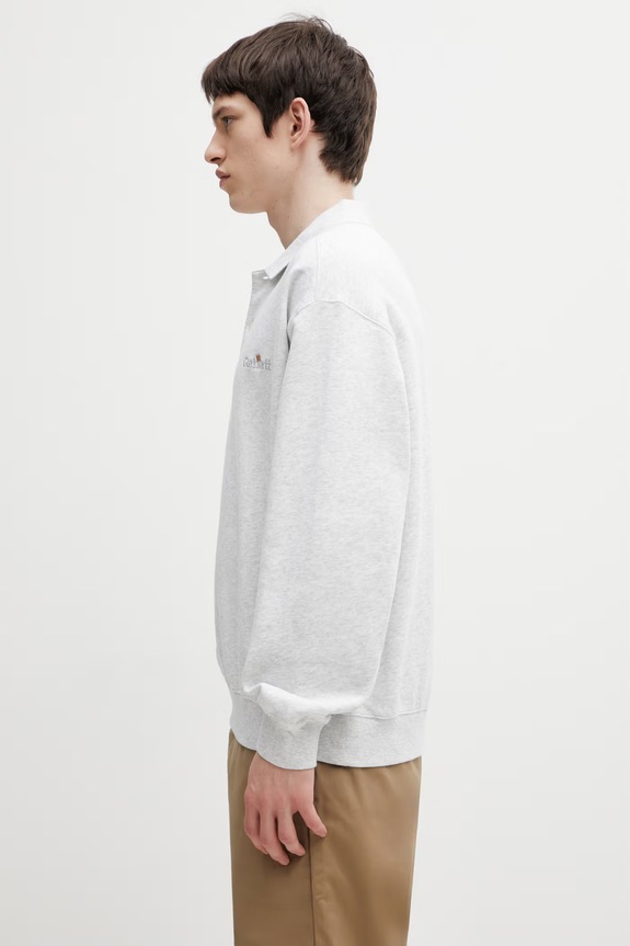 Carhartt WIP WIP Label Polo Sweat sweatshirt cotton Men's I036349.482XX gray SS26