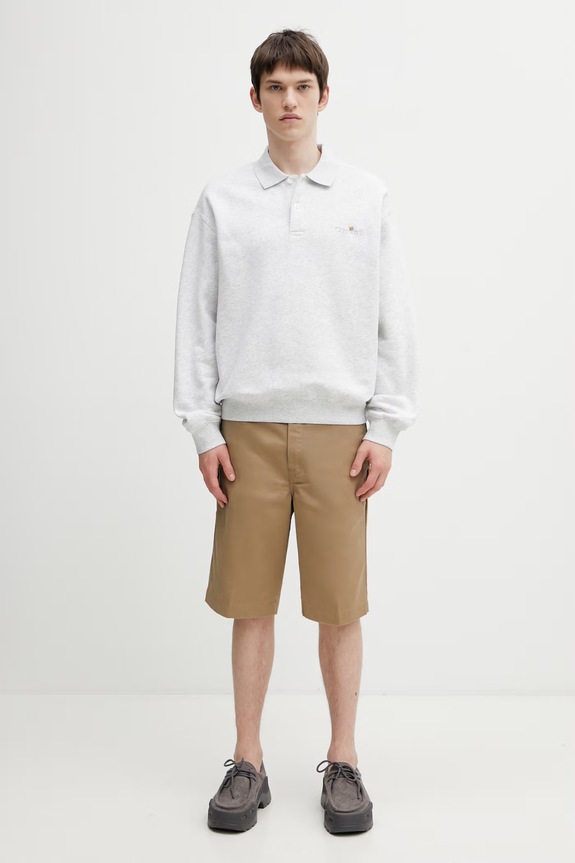Carhartt WIP WIP Label Polo Sweat sweatshirt cotton Men's I036349.482XX gray