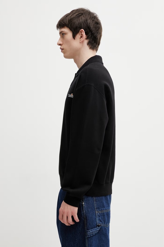 Carhartt WIP WIP Label Polo Sweat Men's cotton sweatshirt I036349.89XX black SS26