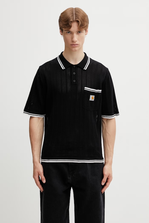 Carhartt WIP S/S Ramsey Polo polo bawełniane męskie czarny I036168.K02XX