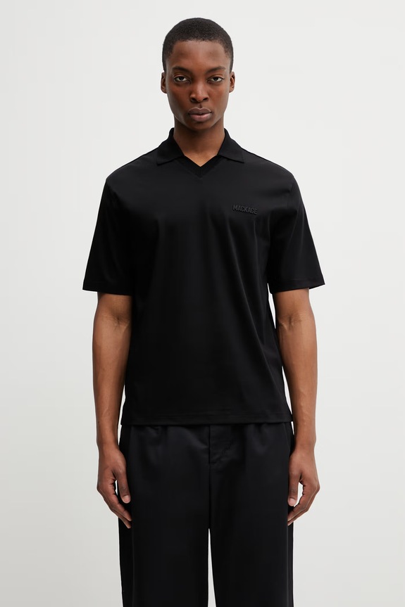 Mackage polo da uomo in cotone nero MARCO