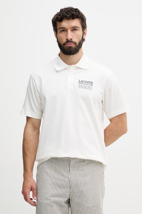 Lacoste polo męskie bawełniane z elastanem biały PH0379
