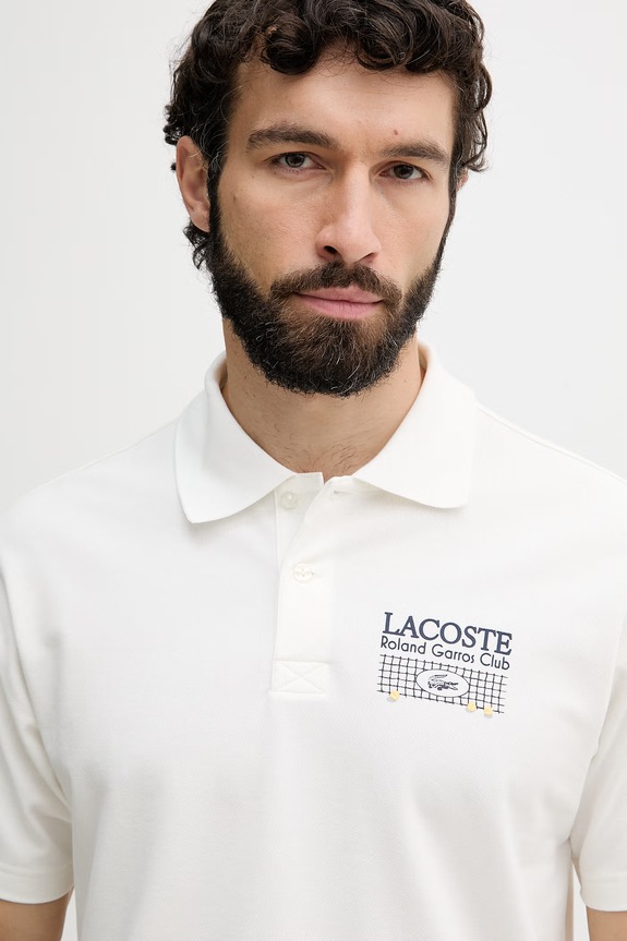Lacoste polo męskie bawełniane z elastanem biały PH0379